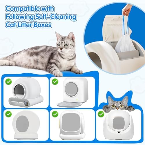 120count Automatic Litter Box Bags for Cat High-Density Polyethylene Compatible with MeoWant MW-SC01 MW-SC02 1.5 Mil Thick 22 lb Max Disposable Heavy Duty Scent Free - Clear 17.7 x 19.7