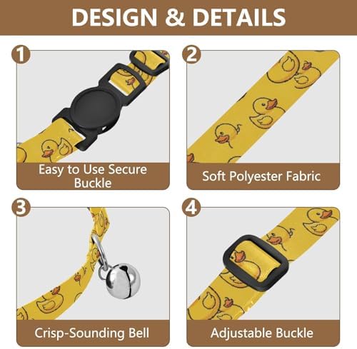 Cute Yellow Ducks Small Dog Collar 2 Pack Soft Cat Collar Adjustable Length 10.6" to 17.1"