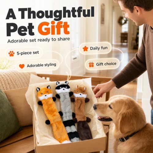Durable Squeaky Dog Toys for Aggressive Chewers, Indestructible Stuffed Dog Toy for Small Medium Large Dogs, Interactive Chew Teething Puppy Toy for Indoor Outdoor Play (Black White)