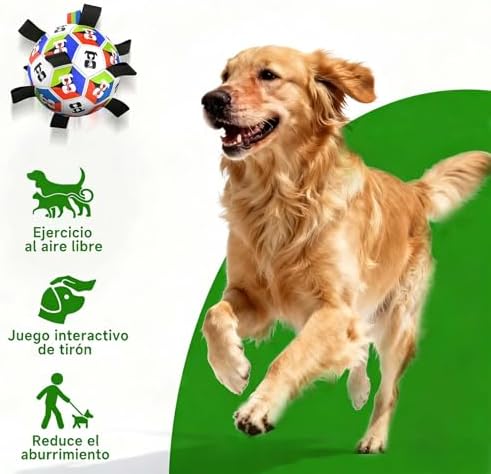 HEYLIFE Interactive Dog Soccer Ball Toy with Straps for 20-40 lbs Dog