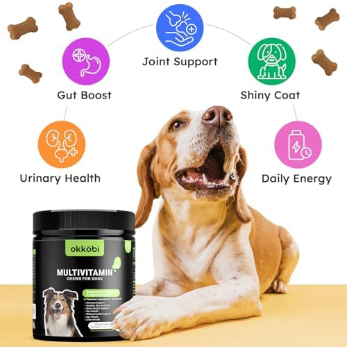 Dog Vitamins and Supplements - 150 Dog Multivitamin Chewable - Immune, Joint Support, Skin, Gut Health + Packed with Omega 3s, Glucosamine & Probiotics - Safe for Puppy - Duck