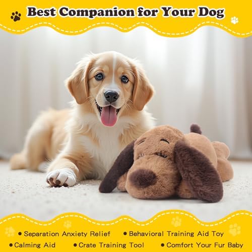 BEVERLYSHARK Heartbeat Puppy Toy Dog Anxiety Relief Calming Aid Heartbeat Stuffed Animals Pet Comfort Cuddle Sleep Aid Puppy Behavioral Training Aid Toy for Dog Cat