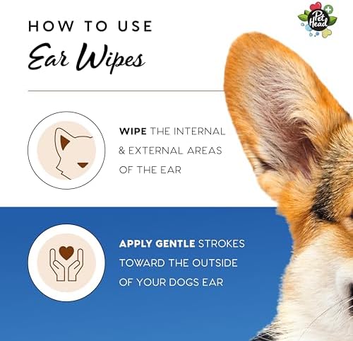 Pet Head Health Ear Wipes for Cats and Dogs | Fragrance-Free | 30 Wipes