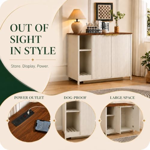 Forest Gravity Extra Large Litter Box Cabinet for Self-Cleaning Litter Box