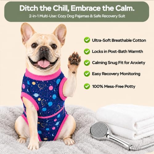 PetWarm Dog Cone Alternative, Recovery Suit for Dogs, Galaxy, Pink, 2XL