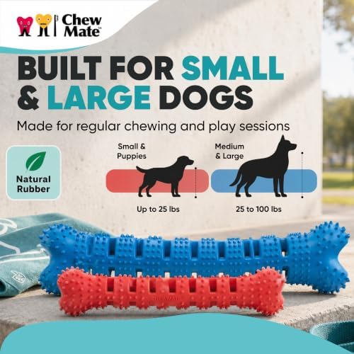 Dog Teeth Cleaning Toy | Treat-Dispensing Dog Dental Chew Toy | Rubber Bristles & Floss Slots Clean Teeth, Gums, Tongue | For Medium/Large Dogs