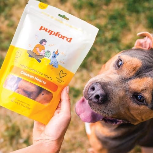 Pupford Freeze Dried Chicken Heart Treats for Dogs & Puppies (2.75 oz)