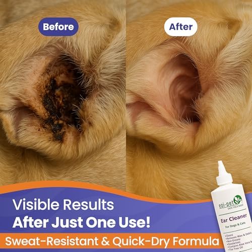 Epi-Pet Dog & Cat Ear Cleaner Solution with Aloe Vera & Tea Tree Oil – Removes Itchy Ear Wax, Debris, Odor – Ears Wash, Drops & Flush for Pets, Dog Ears Cleaning, Cat Cleaner (16 oz- Pack of 3)