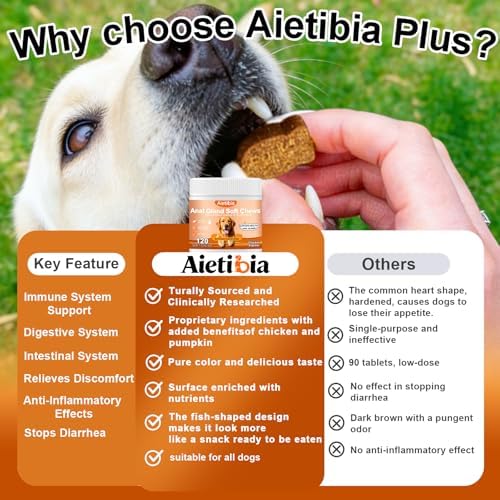120 Chew Anal Gland Soft Chews for Dogs-Help Reduce Scooting with Pumpkin&Digestive Enzymes Probiotics Fiber Supplement-Chicken Flavor