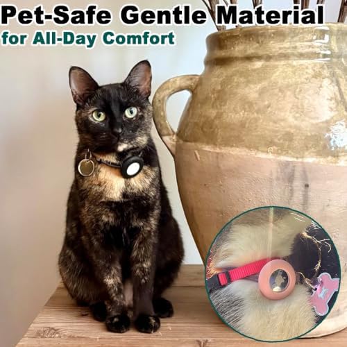 4 Pcs Cat Collar Airtag Holder, Silicone Air Tag Case for Cats | Durability,Waterproof,Comfortable,Pet Safety Silicone,Lightweight,for AirTag & Same-Size Trackers,for Cats and Small Dogs