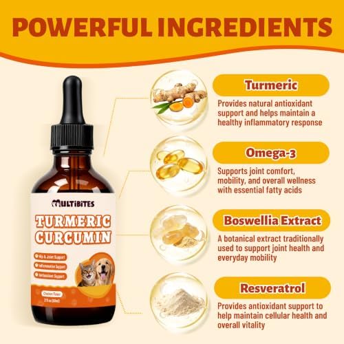Turmeric Drops for Dogs & Cats, Turmeric Curcumin Supplement 2oz