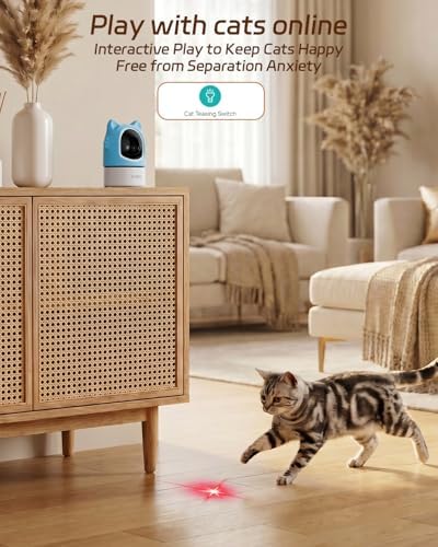 ALIOBC Pet Camera with Phone App Laser Toy 2K Cat Camera no Subscription