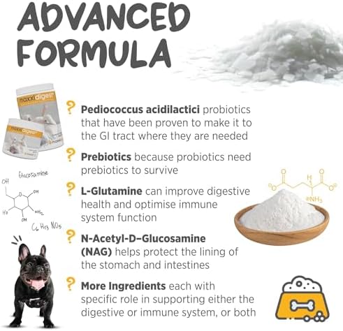 maxxipaws maxxidigest+ Dog Probiotics & Prebiotic Powder for Gut Health 7oz
