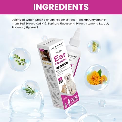 Ear Cleanser 150ml/5 fl.oz for Dogs Cats and Livestock Gentle Cleansing and Soothing Ears 2 Bottle Set