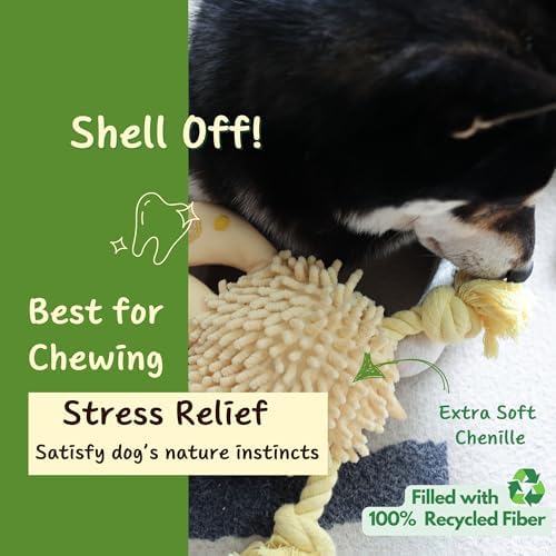 Interactive Dog Toys, Durable Chew Squeaky Tug of War Toys for Large Medium Small Dogs, Snuffle Puppy Toy for Teeth Cleaning, 2 in 1 Puzzle Toy, Birthday Gift -Turtle