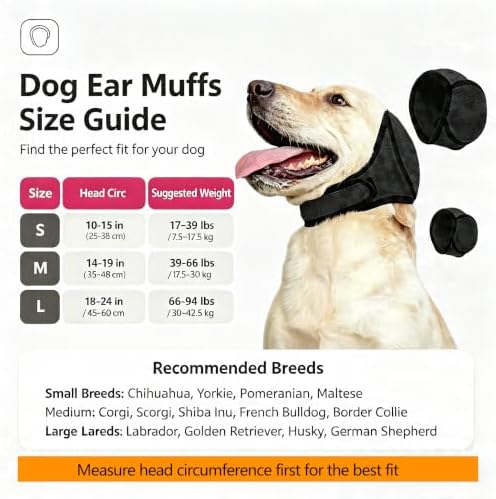 Dog Ear Muffs for Noise Protection, Anxiety Relief & Ear Care(S)