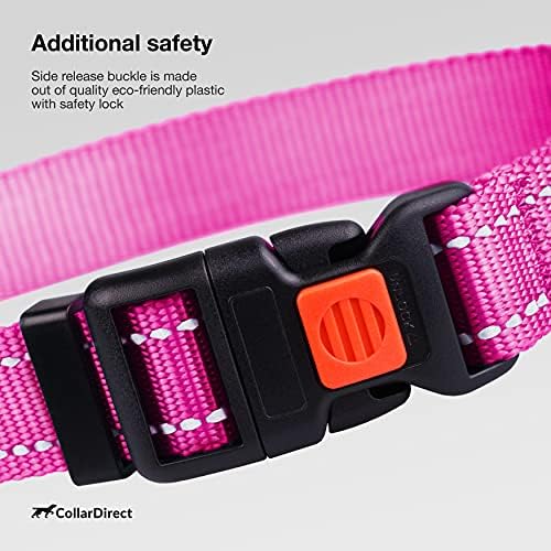 Reflective Dog Collar, Quick-Release Buckle (Pink, 14-18 Inch)