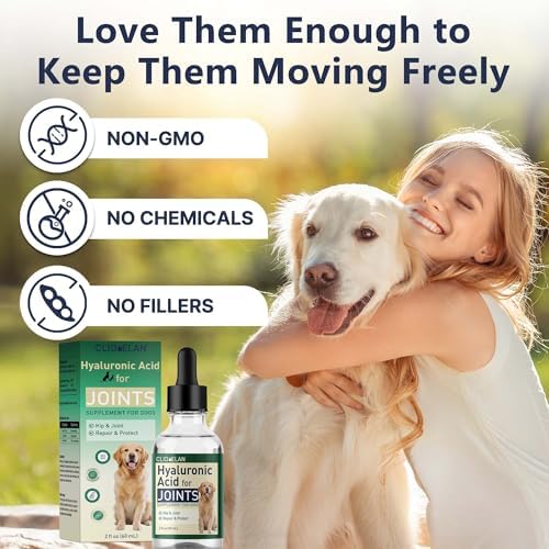 Hyaluronic Acid for Dogs – Liquid Joint Supplement for Dogs Supporting Mobility, Cartilage & Flexibility – Dog Joint Supplement for Joints, Skin, Coat & Eye Hydration – Pure, High-Molecular HA Drops