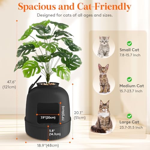 Lifewit Hidden Plant Cat Litter Box with Electric Odor Control System Black