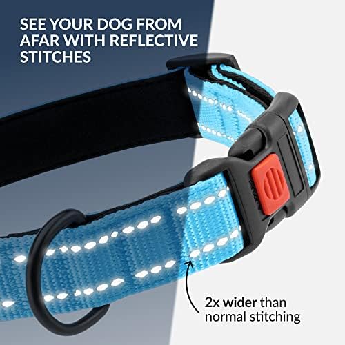 Reflective Dog Collar, Quick-Release Buckle (Light Blue, 18-26 Inch)