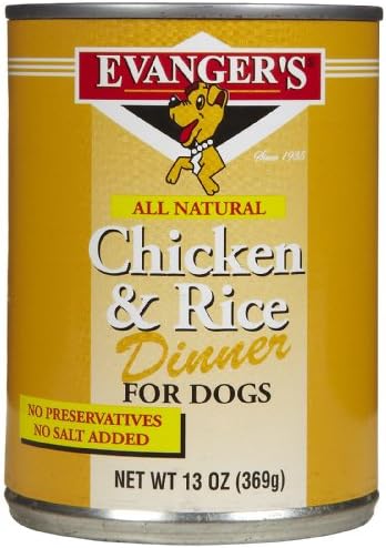 Evanger's Heritage Classic Chicken & Rice Dinner – 12 Count, 12.5 oz Each – Wet Dog Food with Chicken and Rice – Gluten-Free Loaf Style Meal – Complete and Balanced for All Life Stages