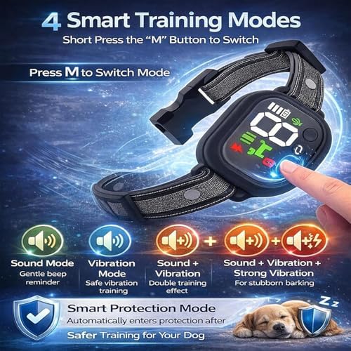 Dog Bark Deterrent Devices,Waterproof Rechargeable Smart Collar,Anti Barking Training with 8 Adjustable Sensitivity Beep Vibration for Small Medium Large Dogs. (Black+White)