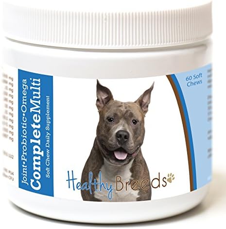 Healthy Breeds American Staffordshire Terrier All in One Multivitamin - Complete with Probiotics, Glucosamine, Chondroitin & Omegas - 60 Soft Chewy Treats