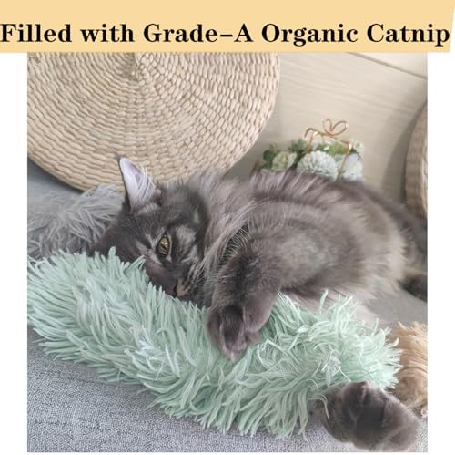 Cat Toys Pillows, Soft and Durable Catnip Toys with Crinkle Sound Inside，