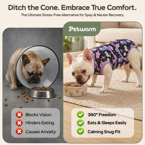 PetWarm Dog Bodysuit, Post-Surgery Dog Bodysuit, Cosmic, Purple, 2XL