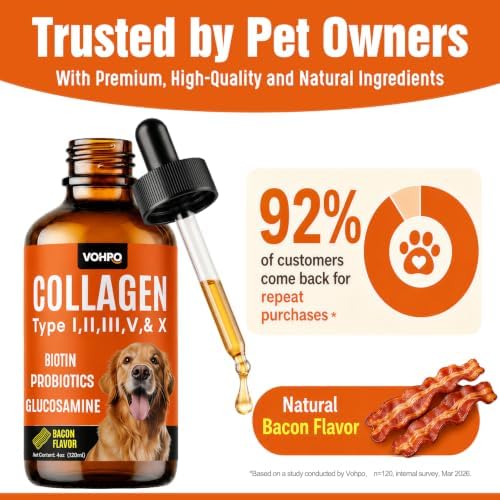 Premium 5-Type Grass-Fed Liquid Collagen for Dogs & Cats Supplement - 120ml