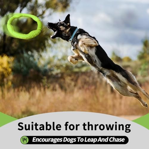 LaRoo Dog Chew Toy Ring 8.6 Inch,Floating Fetch Flying DiscInteractive Tug of War Toy for Dogs,Waterproof Lightweight Outdoor Dog Play Toy for Medium Dogs(Green)