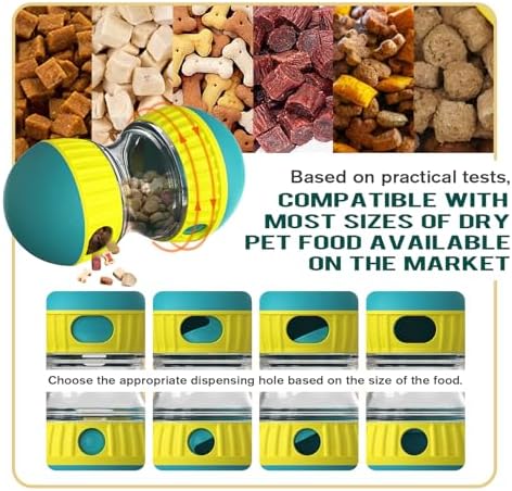 BSISUERM Dog Puzzle Toy Adjustable Treat Dispensing Ball Food Dispenser Tough Slow Feeder Puppy Enrichment Training Toy Pet Interactive Chase Toys for Small Medium Large Dogs to Keep Them Busy, Green