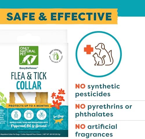 Only Natural Pet EasyDefense Flea & Tick Dog Collar - Canine Flea Control Collars - One Size Fits All - Pet Care that Protects up to 4 Months - for Dogs (Single Collar)
