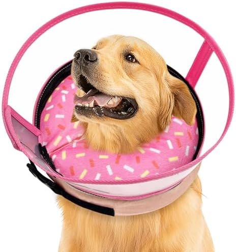 Inflatable Dog Cone Collar with Anti-Licking Clear Shield, for Dogs Cats