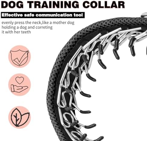 Martingale No Pull Dog Collar for Large Medium Small Dogs, Heavy Duty Nylon Adjustable Reflective Anti Pull Slip Collar with Buckle for Training Walking Hunting L Black