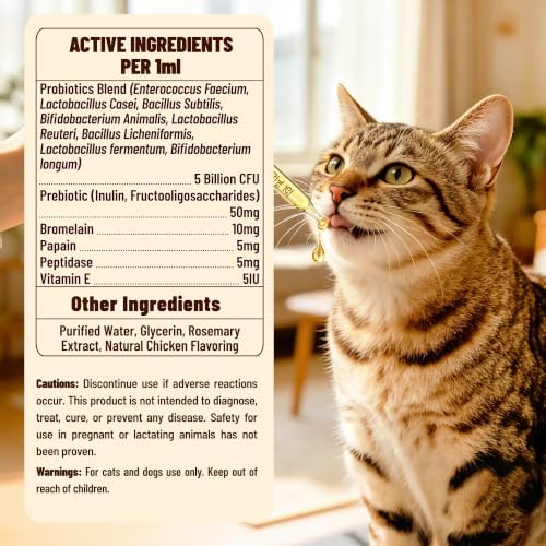 Liquid Probiotic Drops for Cat & Dog Digestive Support 2 Fl Oz