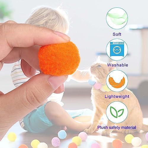 Aiersa Cat Toy Ball Launcher, Plush Ball Shooting Gun with 20 Pom Pom Balls, Interactive Indoor Cat Fetch Toy