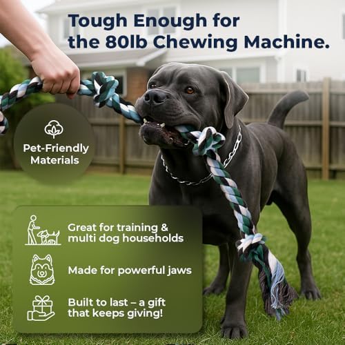 Pacific Pups Products Giant Dog Rope Toy for XL Dog, 42 Inch, Green, 2 Pack