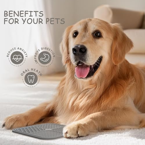 ChefAide 2 Pack Lick Mat for Dogs,Cats,Upgraded 8.5×8.5 inches Licking Mats with Suction Cups,Slow Feeder Licking Pad for Anxiety Relief and Boredom Reducer,Suitable for Dog Training Set 2
