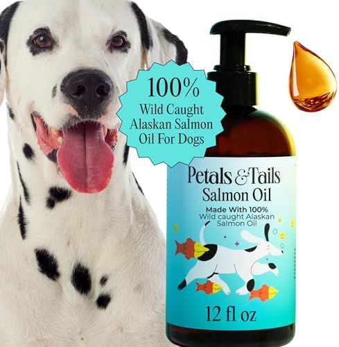 Petals & Tails Wild Alaskan Salmon Oil for Dogs & Cats – 100% Pure Omega-3 Fish Oil Supplement – Supports Skin, Coat, Joints & Heart – No Blends – 12 oz