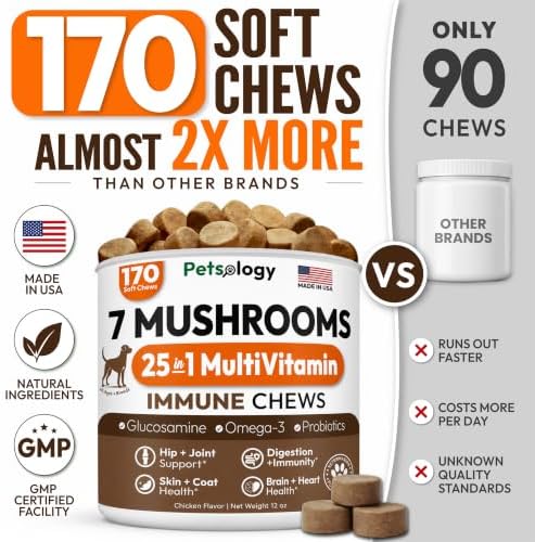 (2 Pack) Turkey Tail Mushroom for Dogs - 340 Chews - Mushrooms for Dogs