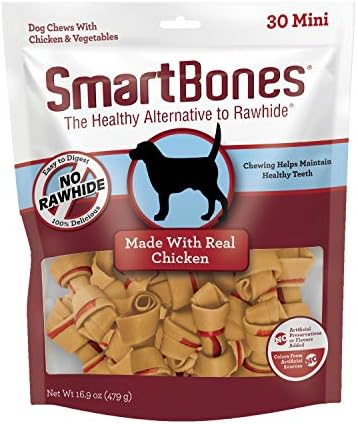SmartBones Mini Bones Rawhide-Free Dog Treat, With Real Chicken, 30 Count