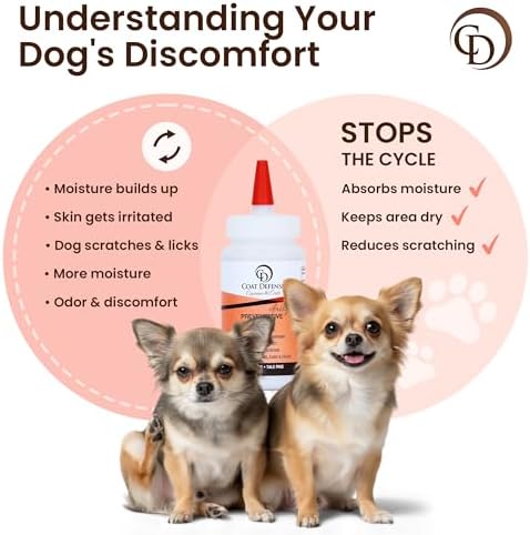 COAT DEFENSE Daily Preventative Powder | Made in USA | 4.2oz Precision Point Waterless Dog Shampoo & Pet Deodorizer for Smelly Dogs | Provides Anti Itch Relief | Dog Dry Shampoo for Dry Itchy Skin