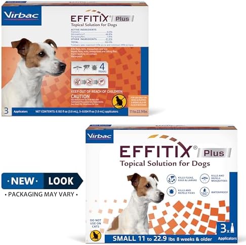 EFFITIX Plus Topical Solution for Dogs - Waterproof Flea and Tick Treatment for Small Dogs (11-22.9lbs) 3 Doses by Virbac