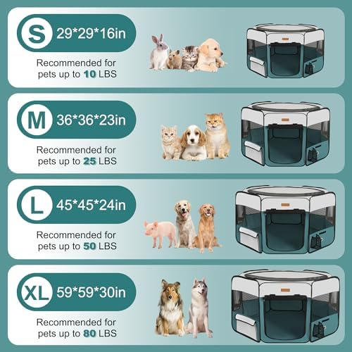 Akinerri Portable Dog Playpen, Foldable Pet Play Pen for Puppy Cat, Blue