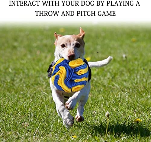 WishLotus Dog Snuffle Ball - Interactive Puzzle Toys for Dogs, Enrichment Feeding Mat Slow Feeder Stress Relief (Yellow+Blue)