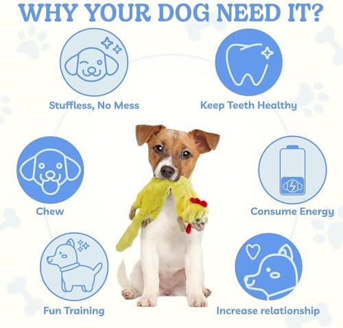 SHARLOVY Dog Squeaky Toys Pack, Bubble Plush Puppy Teething Pet Toys, Crinkle No Stuffing Animals Dog Toy, Doggies Chew for Large Small Medium Breeds