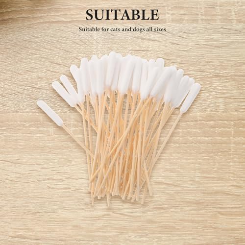 Pet Ear Cleaner Cotton Swabs with Large Absorbent Cotton Head 100pcs and Wooden Handle Gentle Ear Cleaning Tool for Dogs and Cats for Pet Health and Daily Grooming
