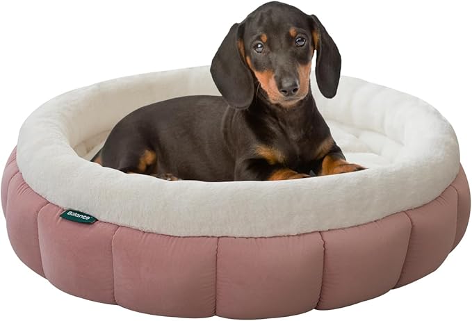 BALANCE Cat Beds for Indoor Cats, Washable Round Dog Bed, Donut Dog Bed with Anti-Slip Bottom for Small Dogs, 28 Inches, Mellow Rose