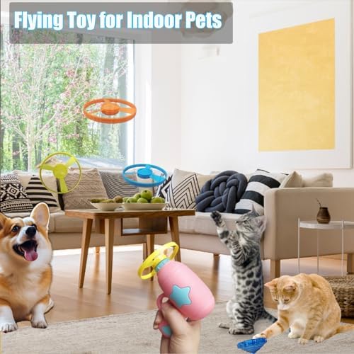 Flying Disc Launcher Cat Toy, Propeller Fetch for Indoor Outdoor Play